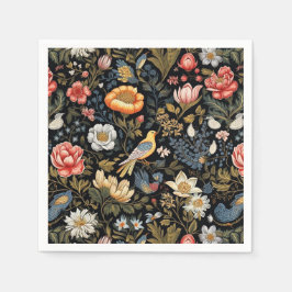 Betoverde Tuin Geel Vogel en Bloemen  Servet