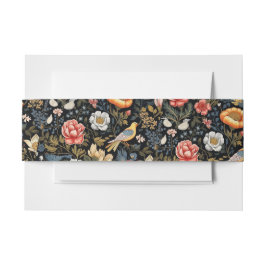 Betoverde Tuin Geel Vogel en Bloemen  Uitnodigingen Wikkel