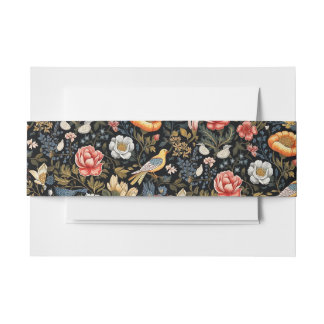 Betoverde Tuin Geel Vogel en Bloemen  Uitnodigingen Wikkel