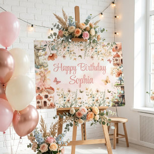 Betoverde Tuin Paddenstoel Meisje 1e Verjaardag Poster