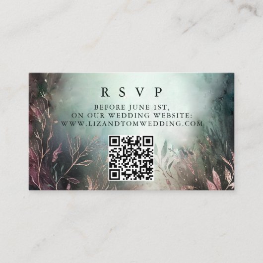 Betoverde Tuin QR Code Online RSVP Bruiloft Informatiekaartje (Voorkant)