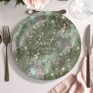 Betoverde tuin Sweet 16 Pattern Pink ID1163 Papieren Bordje