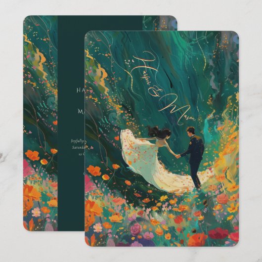 Betoverde tuin thema kaart (Voorkant / Achterkant)