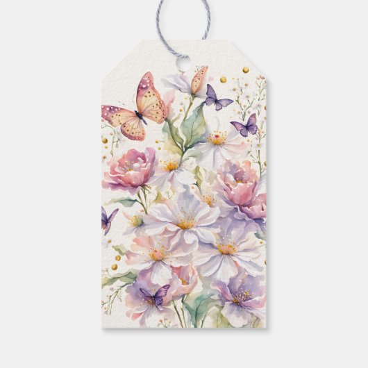 Betoverde tuin vlinders baby shower gunst cadeaulabel (Achterkant)