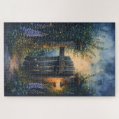 Betoverde Tuinpoort Onder Firefly Sky Legpuzzel (Horizontaal)