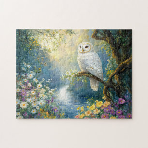 Betoverde uil bloemen en bos legpuzzel