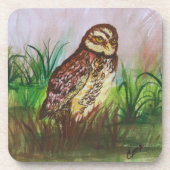 Betoverde uil Waterverf Art Bier Onderzetter (Voorkant)