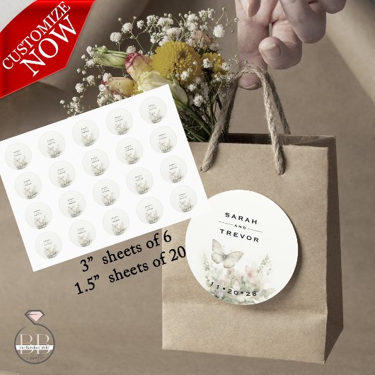 Betoverde vlindertuin ronde sticker