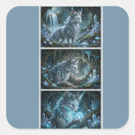 Betoverde Vosgeest – Magische Kristalgrot Cadeau Vierkante Sticker