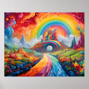 Betoverde Wandelweg die naar de Regenboog leidt op Poster