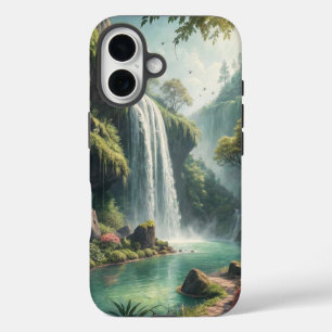 Betoverde waterval retraite iPhone 16 hoesje