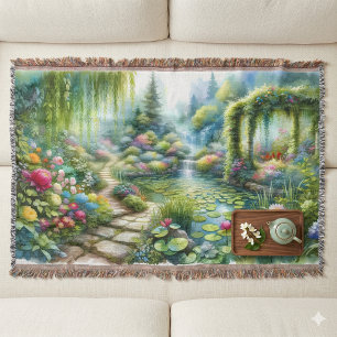 Betoverde Waterval Tuin Waterlelmevijver Deken