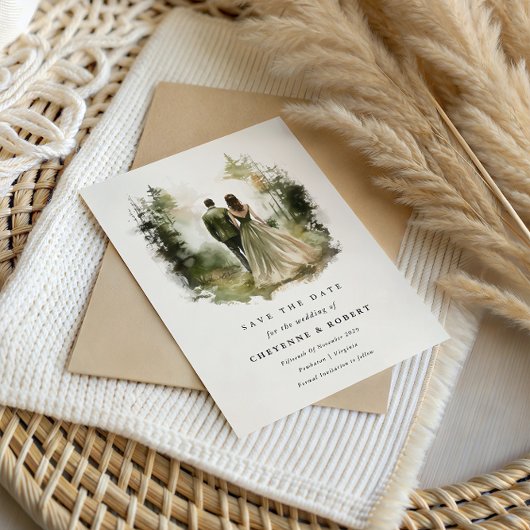 Betoverde Waterverf Boheemse Boheemse Save the Dat Kaart