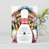 Betoverde Waterverf Custom Bowling Verjaardag Kaart (Staand voorkant)