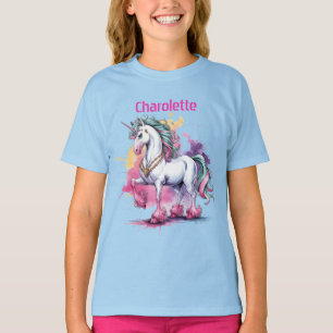 Betoverde Waterverf eenhoorn verjaardagsfeestje T-shirt