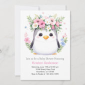 Betoverde Waterverf Pinguïn Meisje Baby shower Kaart (Voorkant)