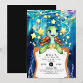 Betoverde Waterverf Turtle Verjaardag Kaart (Voorkant / Achterkant)