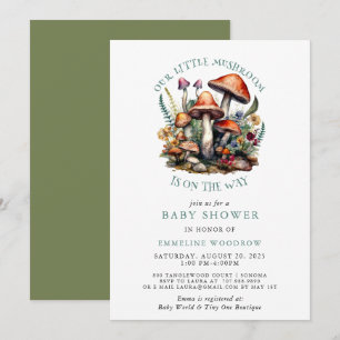Betoverde Whimsical Mushrooms Woodland Baby shower Kaart
