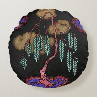 Betoverde wilg Dreamscape Art Deco Patroon Rond Kussen