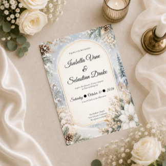Betoverde Winterwonderland Elegantie Bruiloft Kaart