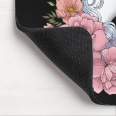 Betoverde Witte Eenhoorn Bloemen Roze Zwart Muismat (Hoek)