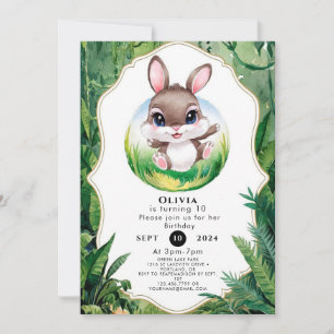 Betoverde Woodland Bunny Verjaardag Kaart