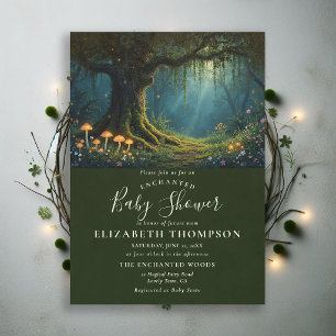 Betoverde Woud Glowende Paddenstoel Mos Baby Showe Kaart