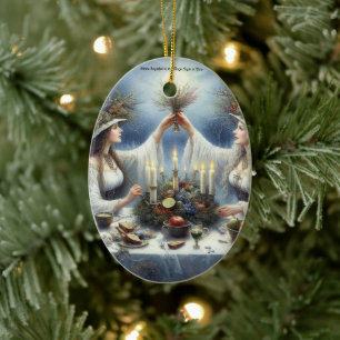 Betoverde Yuul Viering Plat Kerstkaart Keramisch Ornament