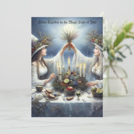 Betoverde Yuul-vieringen plat kerstkaart (Staand voorkant)