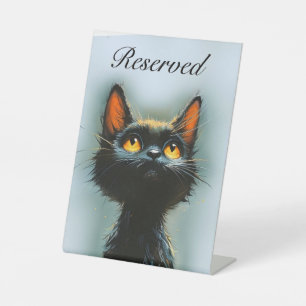 Betoverde Zwarte Kat Aangepaste Tekst Reclamebord Met Voetstuk