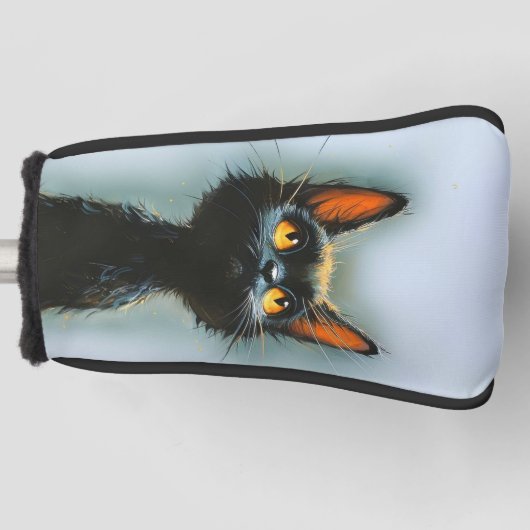 Betoverde zwarte kat golfheadcover (Voorkant)