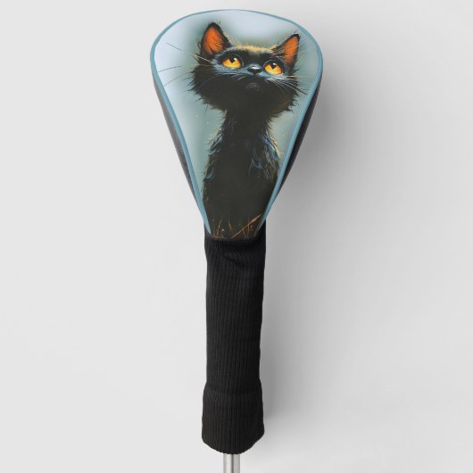 Betoverde zwarte kat golfheadcover (Voorkant)