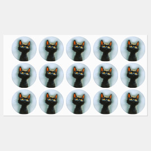 Betoverde zwarte kat labels