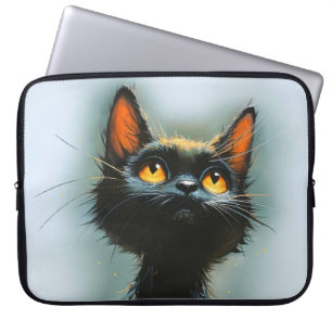 Betoverde zwarte kat laptop sleeve