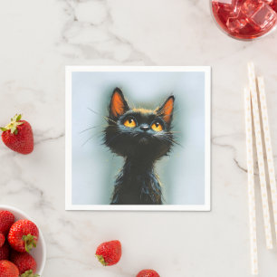 Betoverde zwarte kat servet