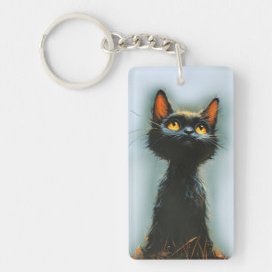 Betoverde zwarte kat sleutelhanger