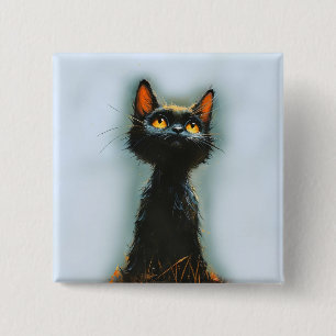 Betoverde zwarte kat vierkante button 5,1 cm