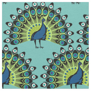 Betoverend Blauw en Groen Pauw Patroon Stof