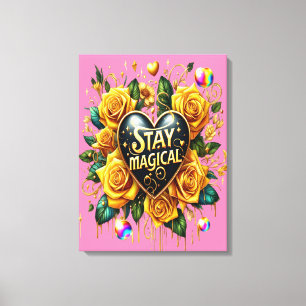 Betoverend boeket van gouden Rozen en hart 18x24 Canvas Afdruk