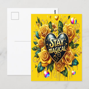 Betoverend boeket van gouden Rozen en hart Briefkaart
