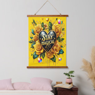 Betoverend boeket van gouden Rozen en hart Hangend Wandkleed