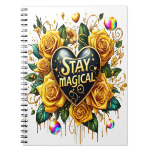 Betoverend boeket van gouden Rozen en hart Notitieboek
