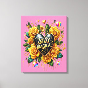 Betoverend boeket van gouden Rozen en hoor 16x20 Canvas Afdruk