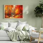 Betoverend Bospad Poster Rode Bomen Wonderland