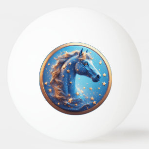 Betoverend Cartoon Paard Portret Met Sterren Pingpongballen
