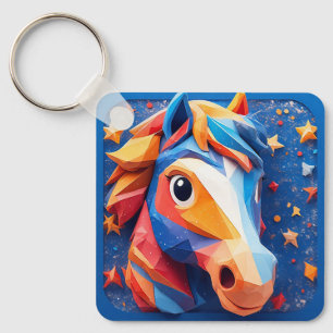 Betoverend Cartoon Paard Portret Met Sterren Sleutelhanger