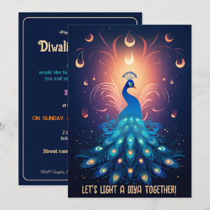 Betoverend Diwali Delight met blauwe Peacock🦚 Kaart