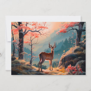 Betoverend herfst herten bos scene ontwerp kaart