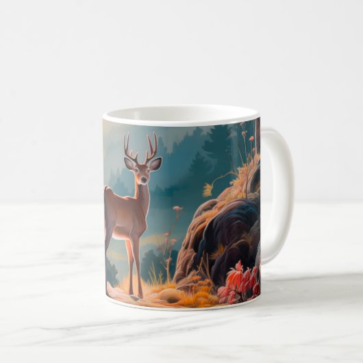 Betoverend herfst herten bos scene ontwerp koffiemok (Voorkant rechts)