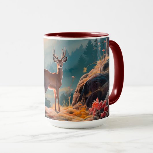 Betoverend Herfst Herten Bos Scene Ontwerp Mok (Voorkant rechts)